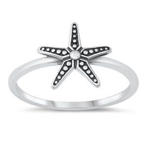 Sterling Silver Starfish Ring 925 Fashion Band